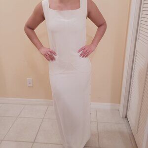 Valentino Off White Sleeveless Long Dress, Side Buttons, Size 6